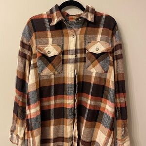 Natural Reflections Brown Plaid Teddy Jacket